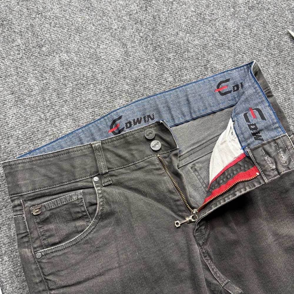 Vintage Edwin Jeans Mens Selvedge Black Dark Wash Slim Straight 36x34 Rare!!